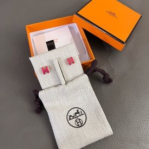 Hermes Mini pop H earrings Rose Extreme